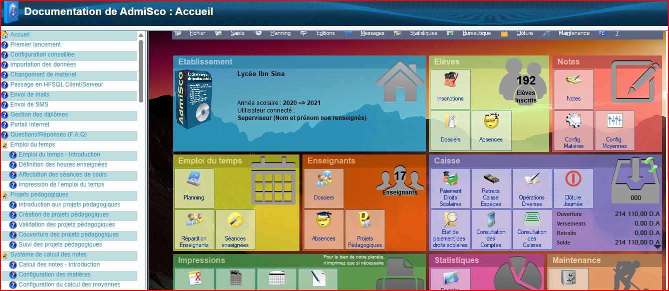 AdmiSco — Logiciel de gestion scolaire